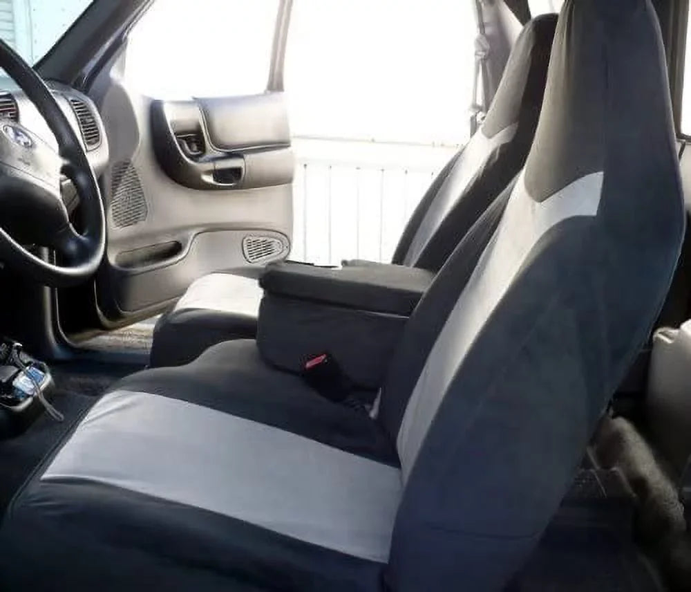 F286 2002-2003 Ford Ranger 60/40 Split Seat with Opening Center Console in Gray and Black Twill