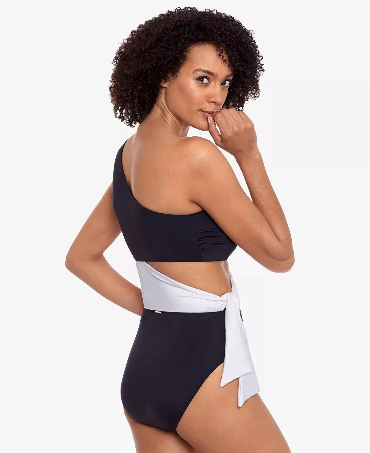 Ralph Lauren BLACK Cutout One-Shoulder One-Piece Swimsuit, US 14