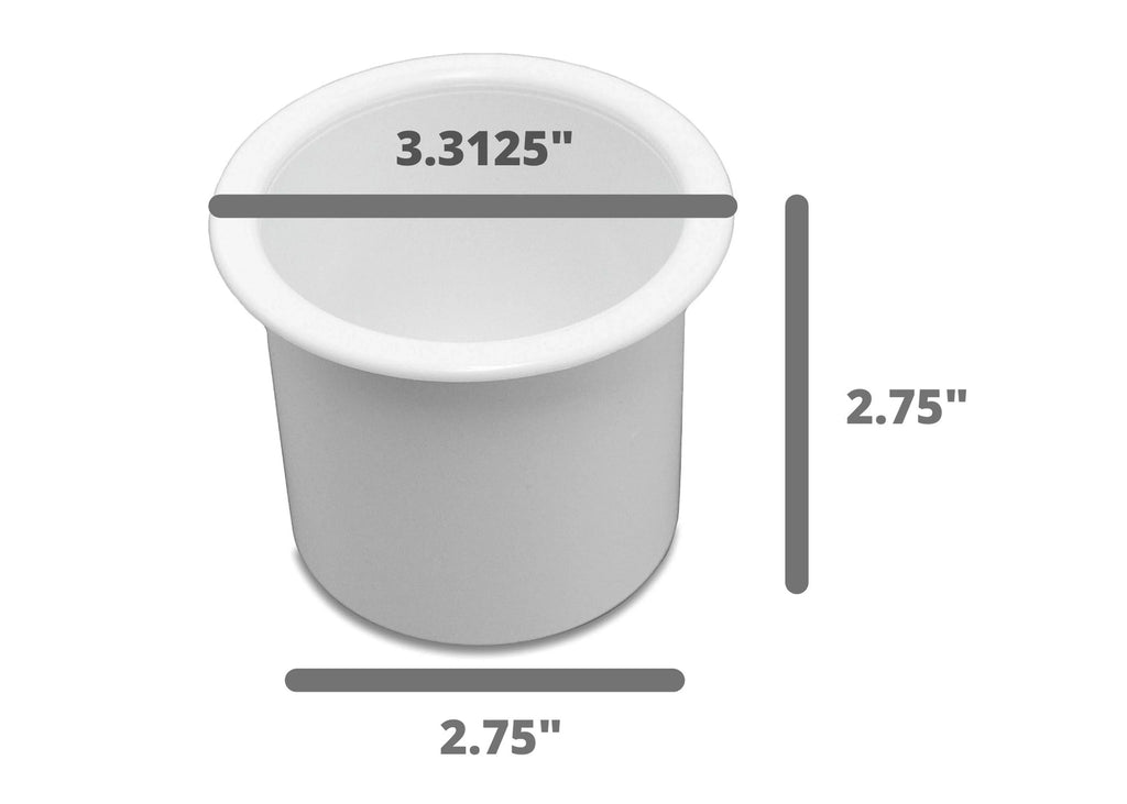 20 Cup Holder Plastic Pocket Recessed Drop In Insert Universal for Watercraft RV Car Truck Sofa Game Table Marine Pontoon Motorhome Camper White
