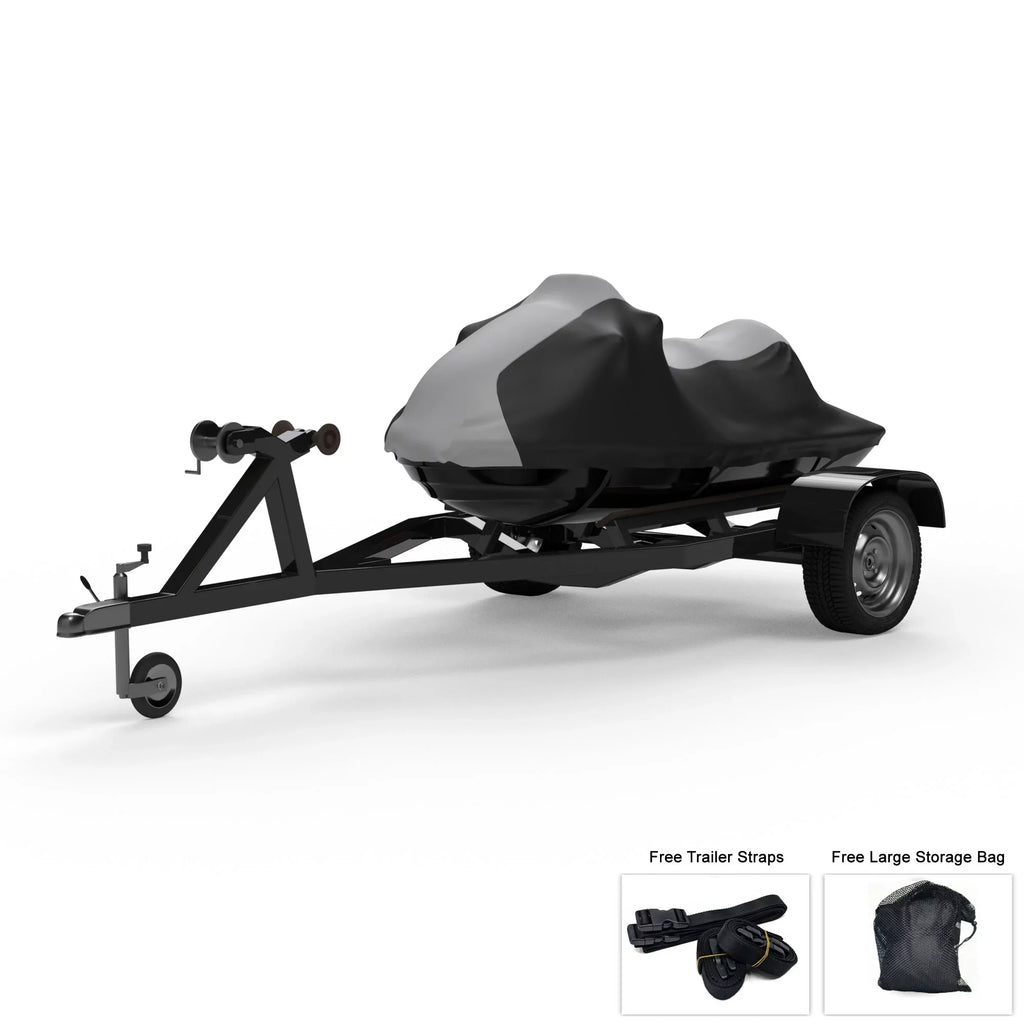Climate Jet Ski Protection For SEA DOO GTi 1997-2000 - GRAY / Black Color - All Environment - Trailerable - Protects from Rain, Sun, UV Rays, And More! Includes Trailer Straps And Storage Bag