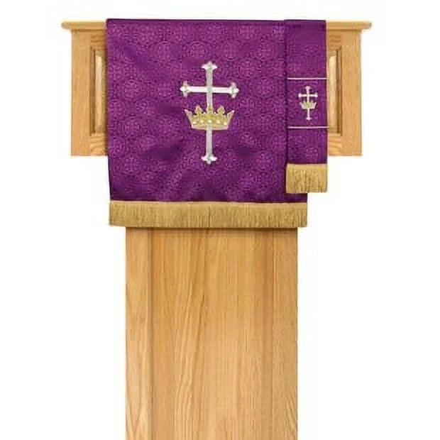 Christian Brands Church Supply VC739 Pulpit Scarf - Purple Cross & Crown