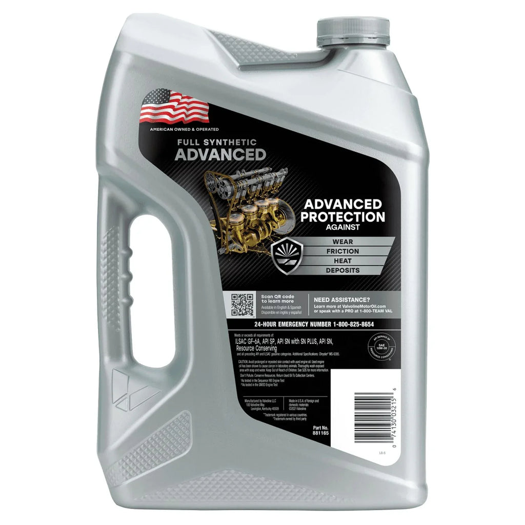 Valvoline Advanced Full Synthetic 10W-30 Motor Oil 5 QT