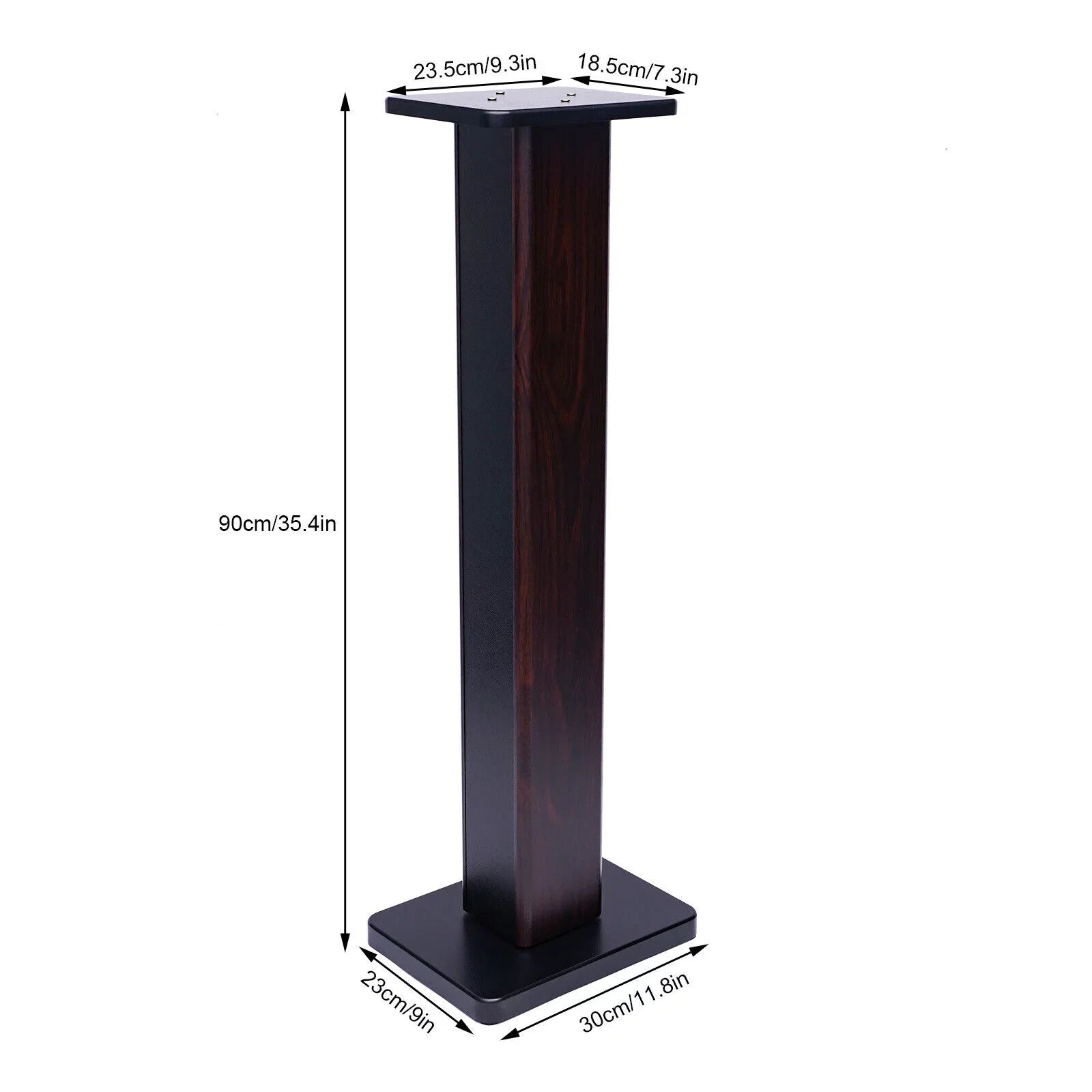 1 Pair Black Walnut Wood Speaker Stands for Surround Sound & Book Shelf Speakers 36"