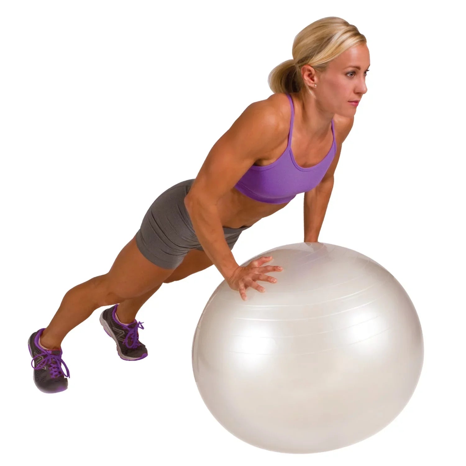GoFit GF-65 Ball Exercise Ball with Pump (65 cm; White) and Omron HBF-514C Full-Body Composition Monitor Black Bathroom Scale