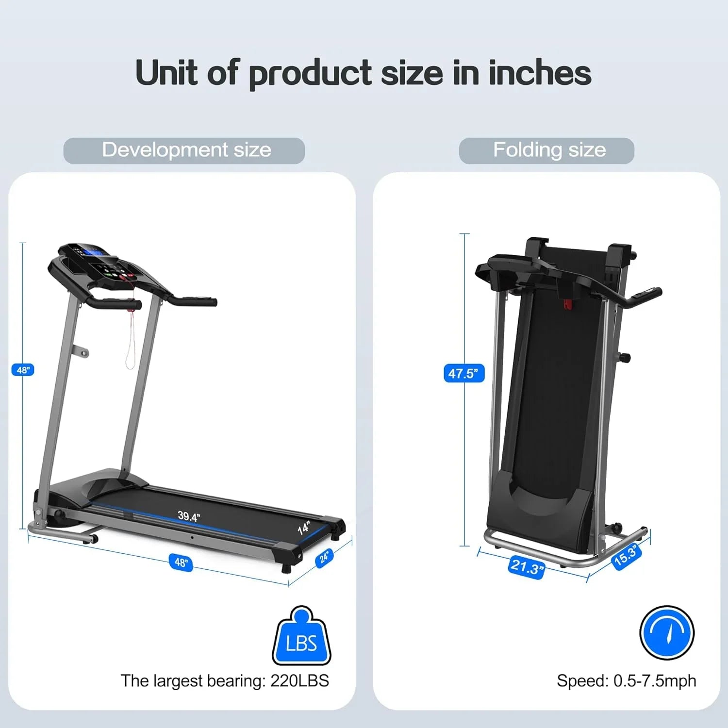 Yone jx je Home Foldable Treadmill, Treadmill for Home/Gym/Small Apartment, with 15 Preset or Adjustable Programs, with LED Monitor and Cup Holder and Safety Lock, 250 LB Capacity