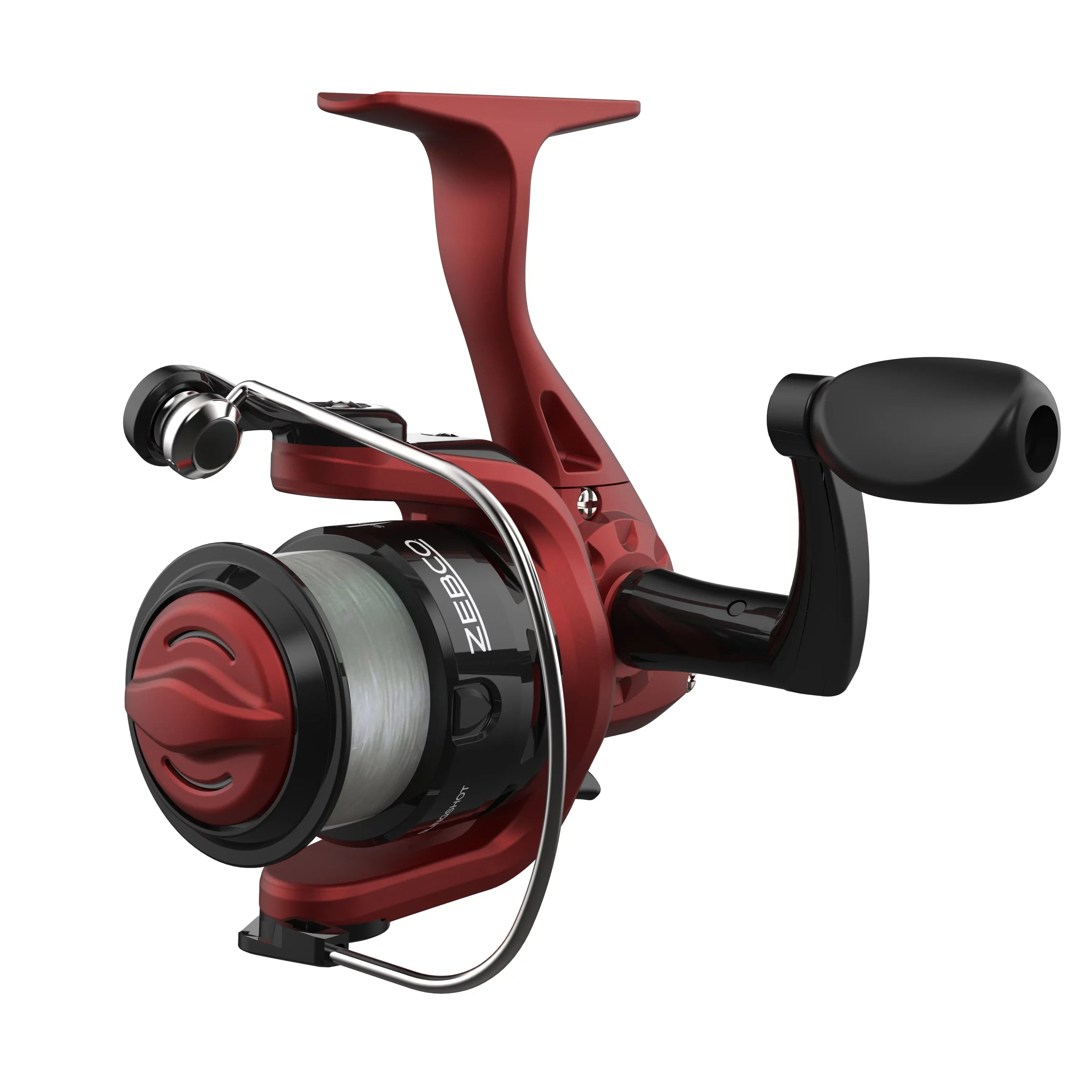 Zebco Slingshot Spinning Reel and Fishing Rod Combo, 5-Foot 6-Inch 2-Piece Fishing Pole, Size 20 Reel, Changeable Right- or Left-Hand Retrieve, Pre-Spooled with 8-Pound Zebco Cajun Line, Red