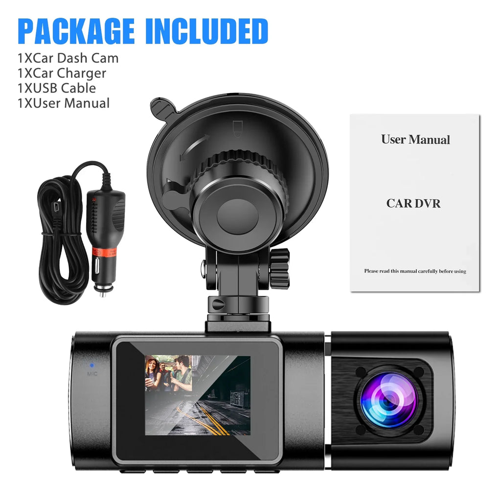 Dual Dash Cam Car Camera, TSV 1080P Front Cabin Inside Dash Camera with IR Night Vision, Loop Recording Car Cam Driving Recorder, 24H Parking Mode, G-Sensor