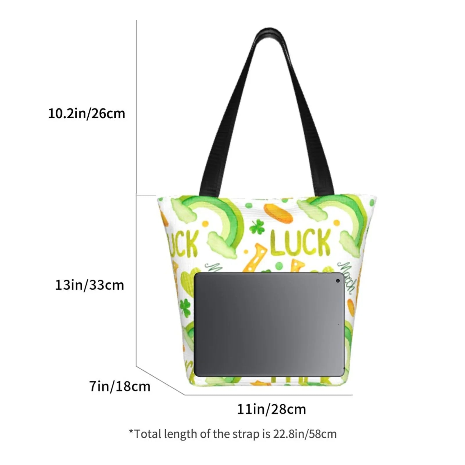 Easygdp St Patrick's Day1 Stylish Canvas Handbag Shoulder Tote Bag, Shopping Bag with Zip, Suitable for Buying Groceries, Office, Fitness