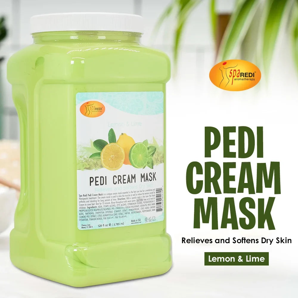SPA REDI - Body and Foot Cream Mask, Lemon, 128 Oz - Pedicure Massage for Tired Feet and Body, Hydrating, Fresh Skin - Infused with Hyaluronic Acid, Amino Acids, Panthenol, Comfrey Extract