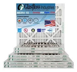 Glasfloss 22x22x1 - MERV 10 -Qty:6 - Furnace Air Filter - Made in USA (Actual Size: 21.5 x 21.5x7/8 inch)