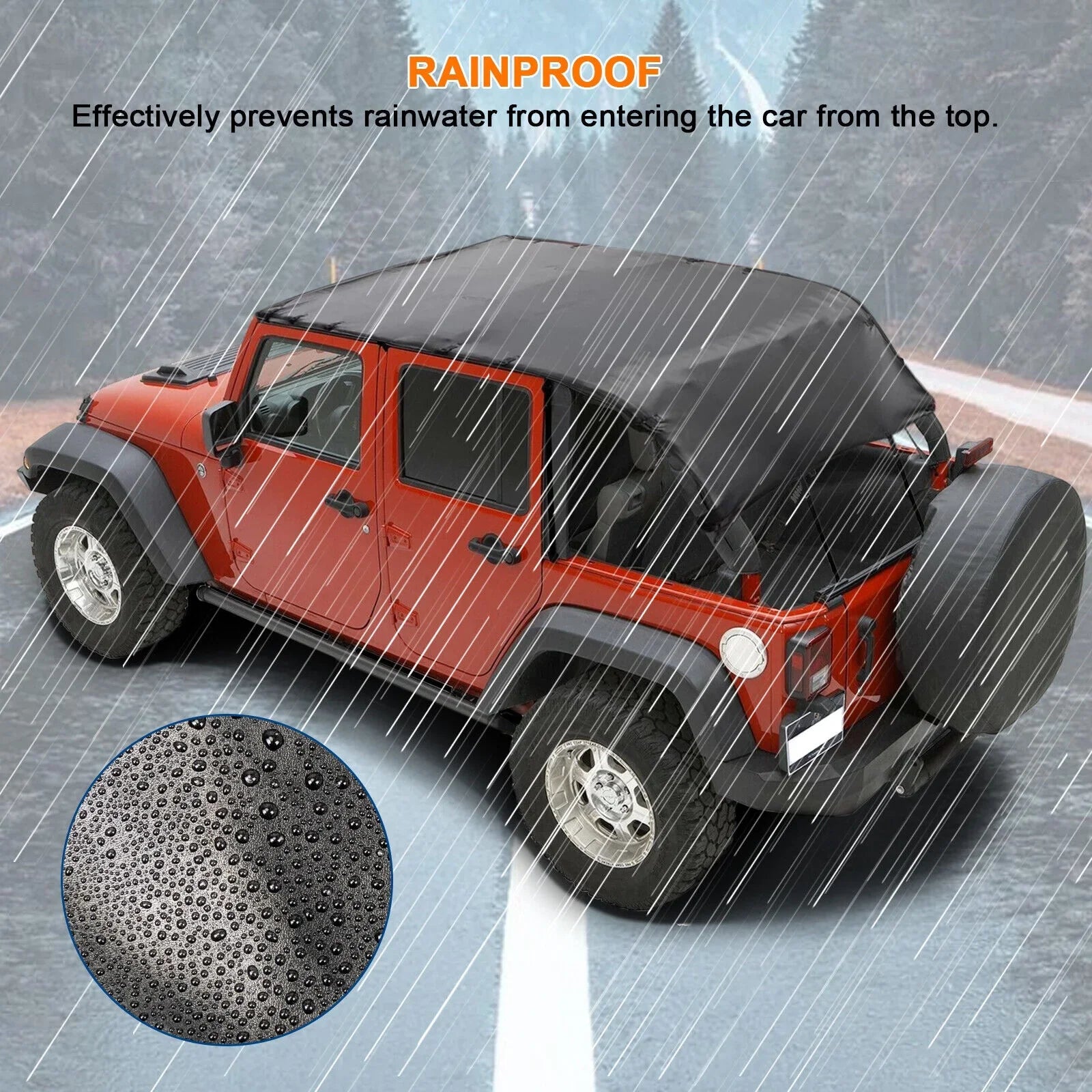 Soft Top Bikini Top Protection for Jeep Wrangler JK 2007-2017 2-Door Extended PU Leather Anti-UV Top Roof Black