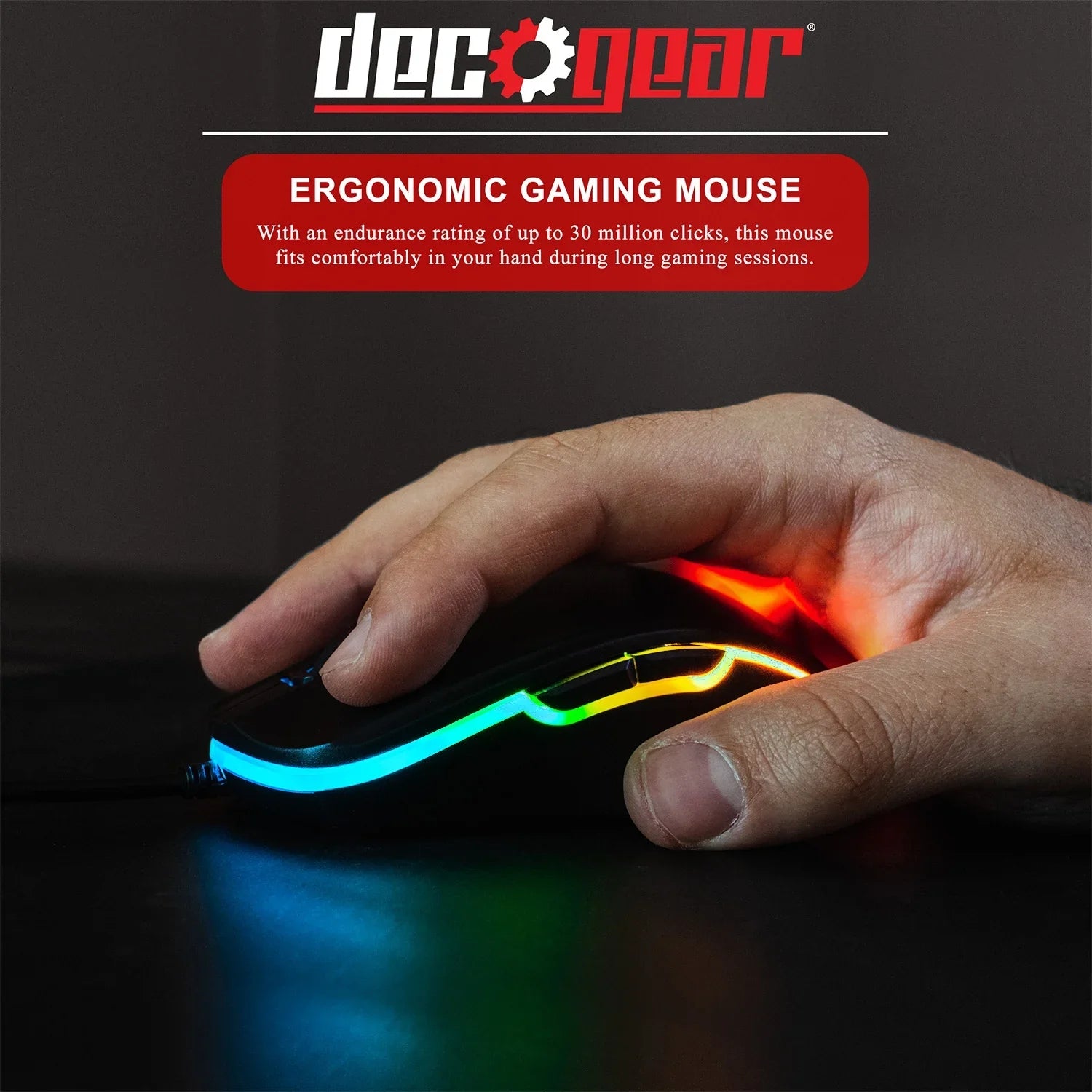 Deco Gear Mid-Tower PC Gaming Computer Case Starter Kit, 3-Sided Tempered Glass and LED Lighting, Mini-ITX, Micro-ATX, ATX, with Wired RGB Gaming Mouse, RGB Mechanical Gaming Keyboard, and Mouse Pad