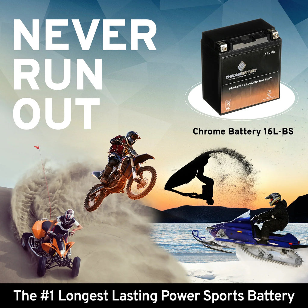 Chrome Battery Ytx16l-bs (16l-bs 12 Volts,14 Ah, 230 Cca) Jet Ski Battery for Yamaha Wave Runner 2003