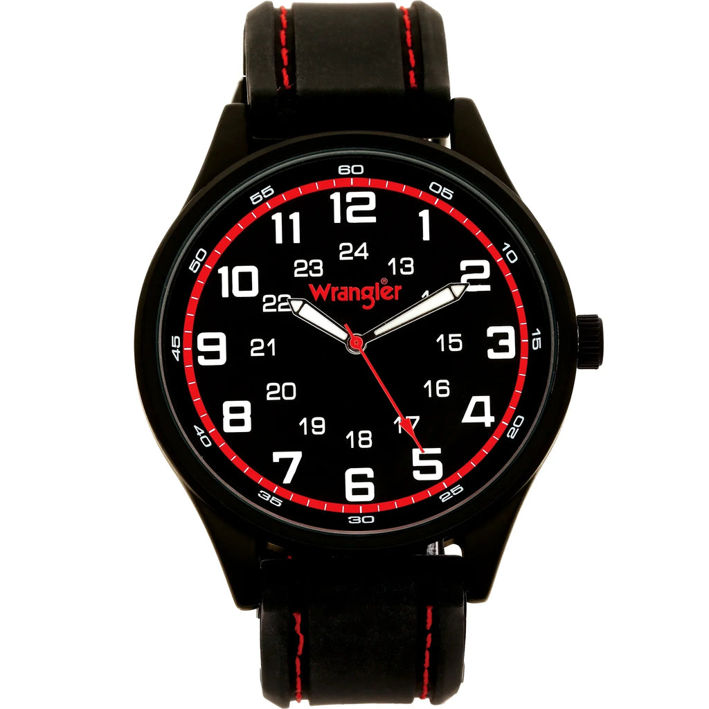 Wrangler 44mm Round Black Strap Watch