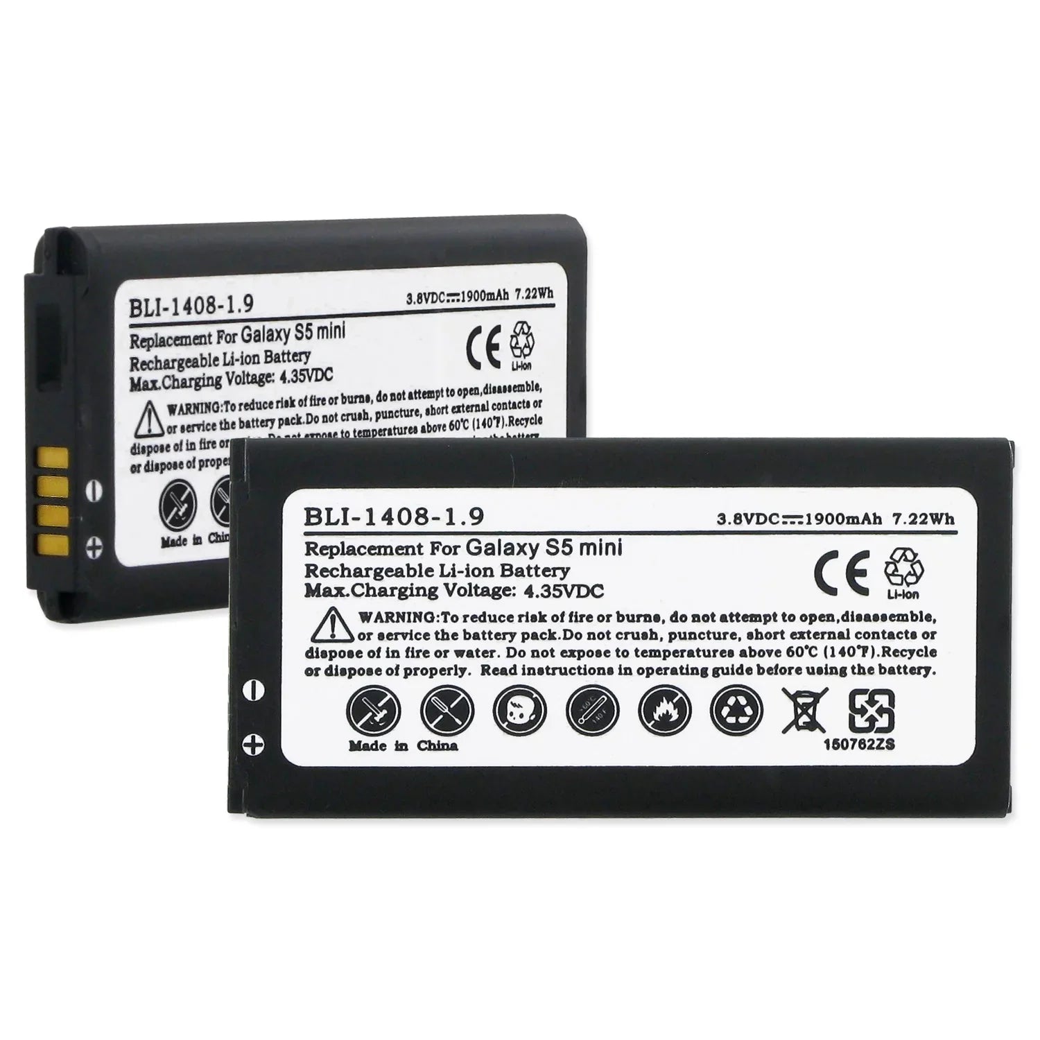 SAMSUNG GALAXY S5 MINI EB-BG800BBE 3.8V 1.9Ah LI-ION BATT W/NFC Cellular Battery