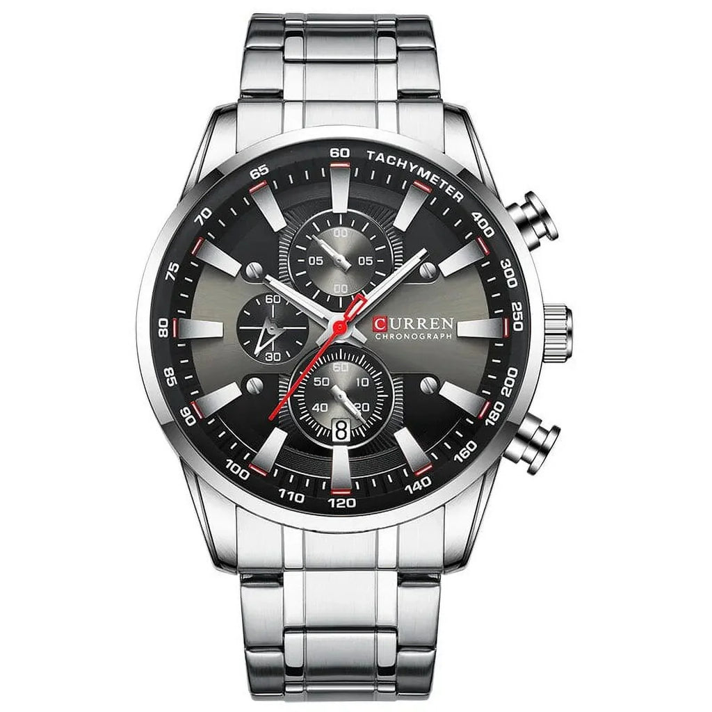 New Watches for Men Top Luxury Brand Quartz Men’s Watch Sport Waterproof Wrist Watches Chronograph Date Relogio Masculino Silver Black