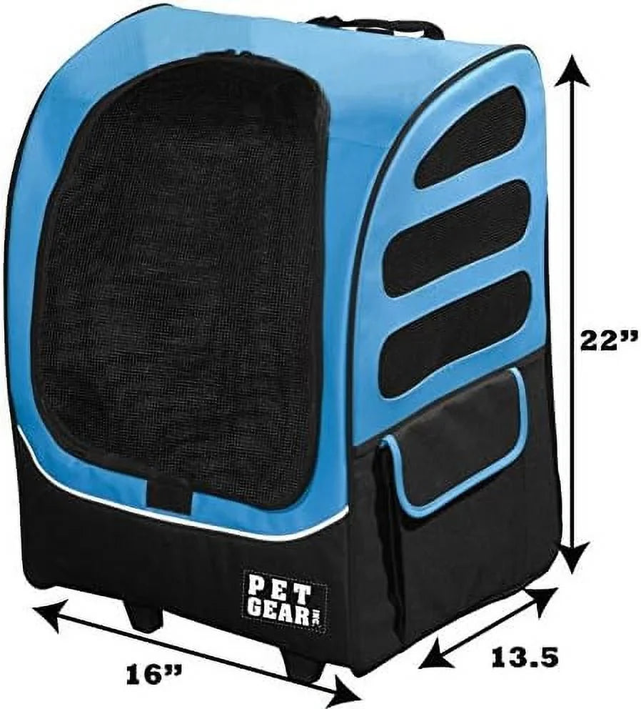 Travel Carrier, Car Seat For Cats/Dogs, Mesh Ventilation, Included Tether, Telescoping Handle, Storage Pouch, Ocean Blue, Extra Large Plus Traveler (PG1280OB)