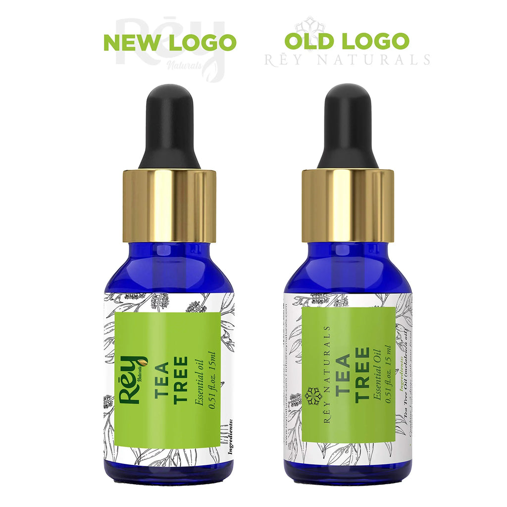 Rey Naturals Tea tree oil for Aromatherapy - Tea Tree Essential Oil for Healthy Skin, Face, and Hair - 100% Organic Remedy for Dandruff, Acne - 30 ml