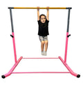 Balançoire Gymnastics Bar for Kids Expandable Kip Bar 3 FT to 5 FT Gymnastics BAR Horizontal Bar, Height Adjustable Junior Training Bar HD Strong Curved Legs Home Gym Gymnastic Training Equipment PINK