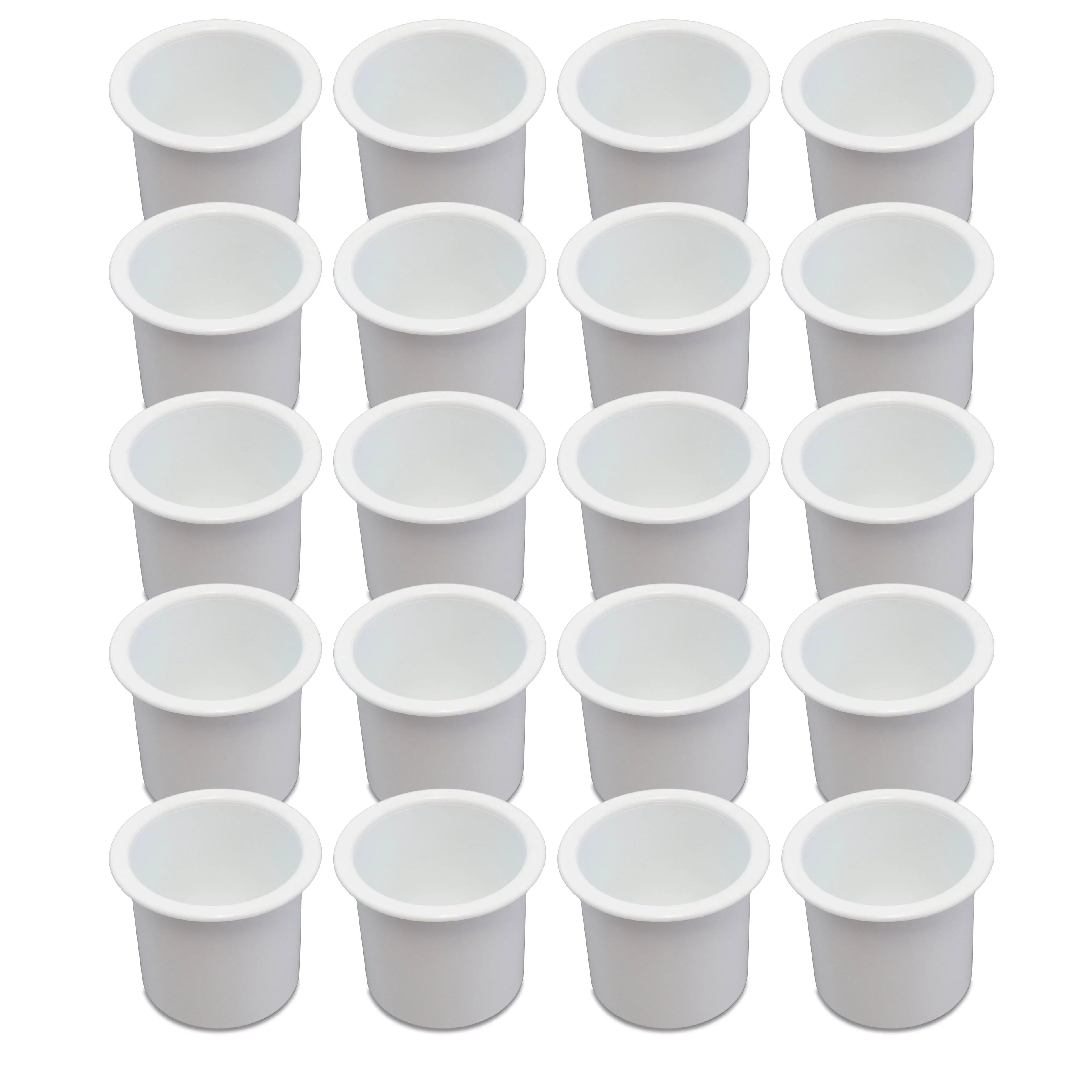 20 Cup Holder Plastic Pocket Recessed Drop In Insert Universal for Watercraft RV Car Truck Sofa Game Table Marine Pontoon Motorhome Camper White