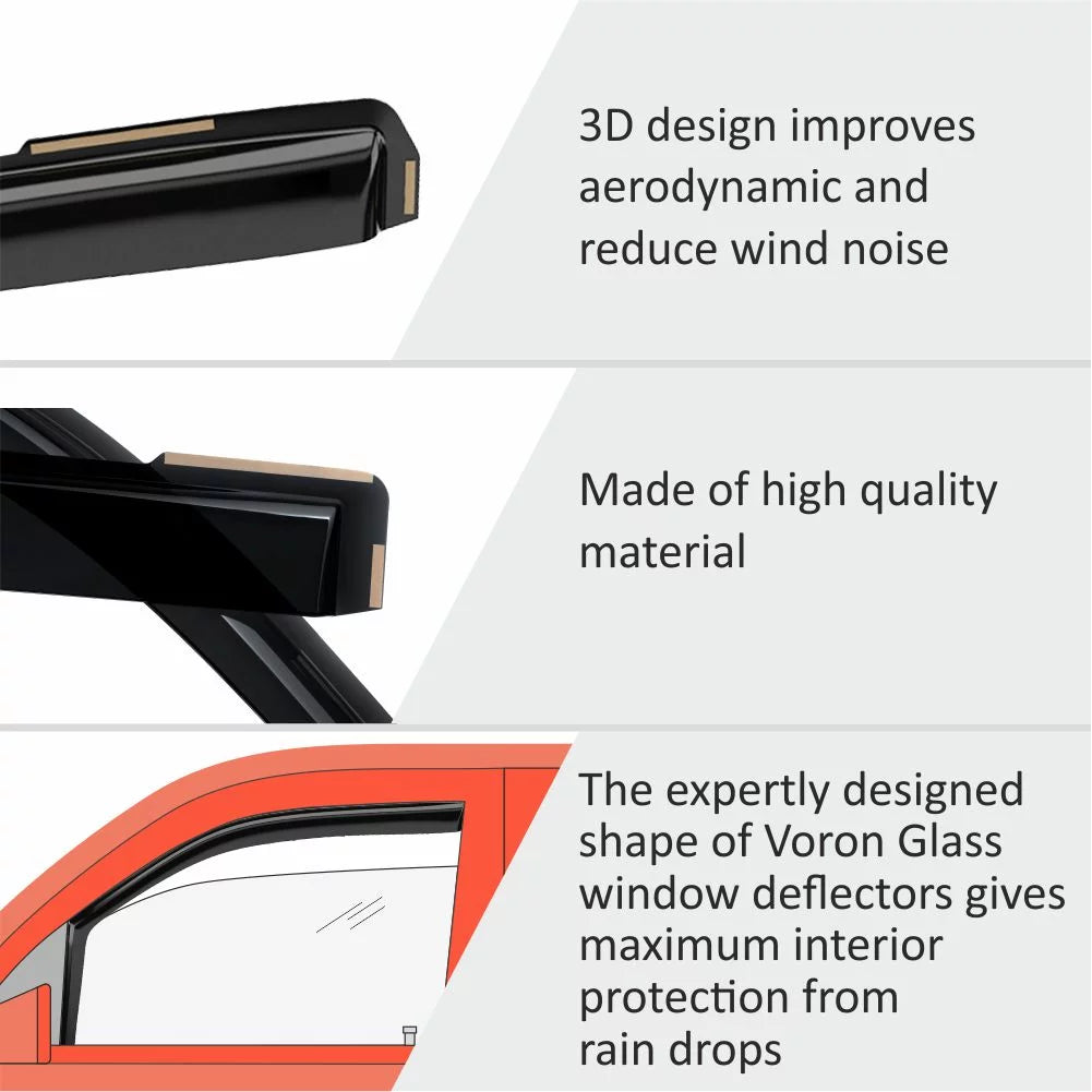 Voron Glass in-Channel Extra Strong Rain Guards for Kia Seltos 2021-2024, Window Deflectors, Vent Window Visors, 4 Pieces - 200551