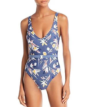 MSRP $130 Dolce Vita Matisse Floral Belted One Piece Swimsuit Small (TORN)
