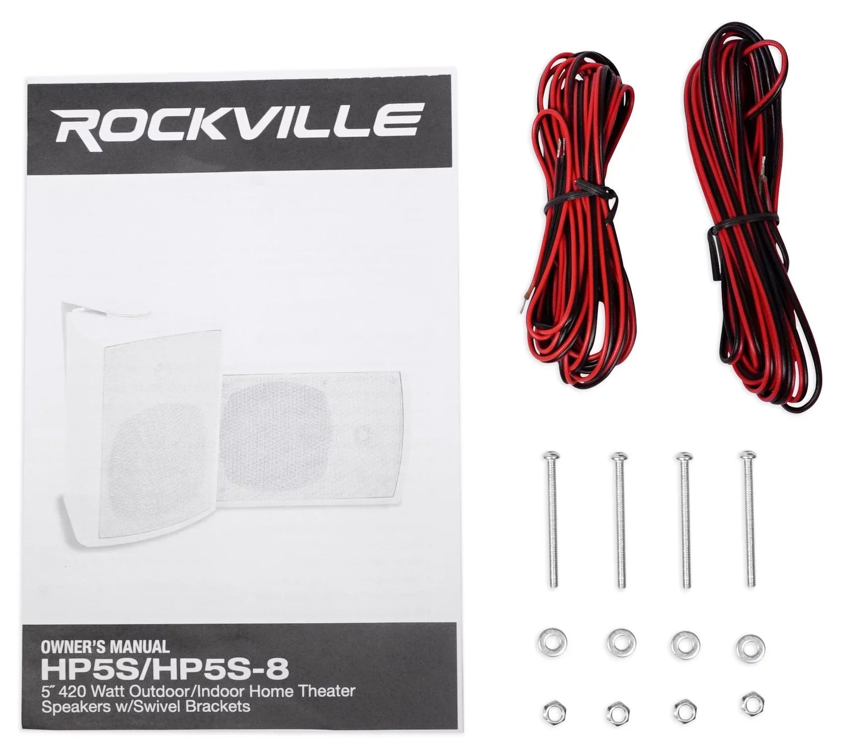 (8) Rockville HP5S-8 5.25" Outdoor/Indoor Home Theater Speakers+Swivel Brackets