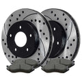AutoShack Front Drilled Slotted Brake Rotors Black and Ceramic Pads Kit Driver and Passenger Side Replacement for 2002-2004 2005 Dodge Ram 1500 2004-2006 Durango 3.7L 4.7L 5.7L 5.9L V6 V8 4WD RWD