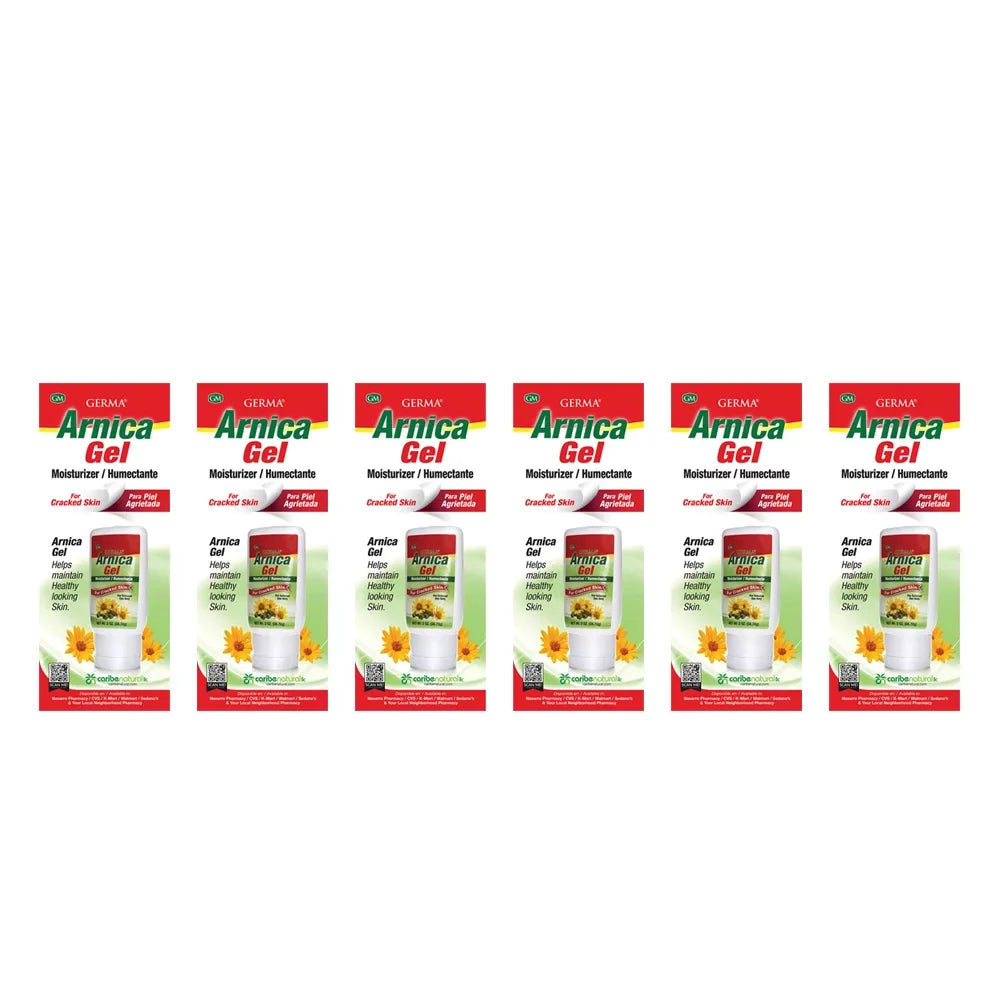 Germa Arnica Gel. Natural Topical Analgesic. Moisturizer for Cracked Skin. Pain and Ache Relief for Bruises / Arthitis. 2 oz. Pack of 6