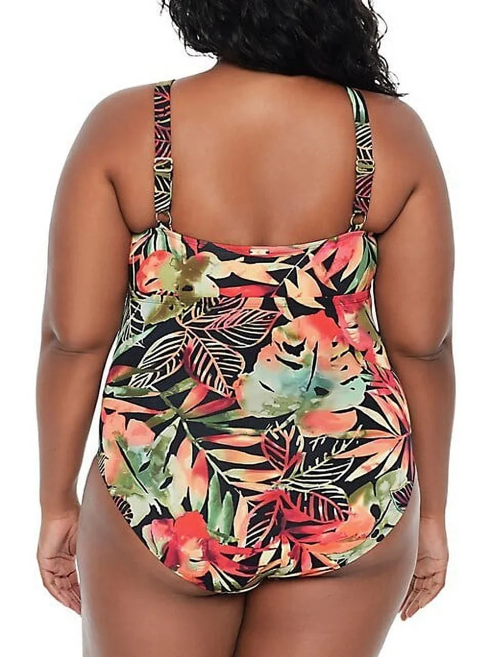 Ralph Lauren MULTI Plus Size Keyhole Neck One Piece Swimsuit, US 16W