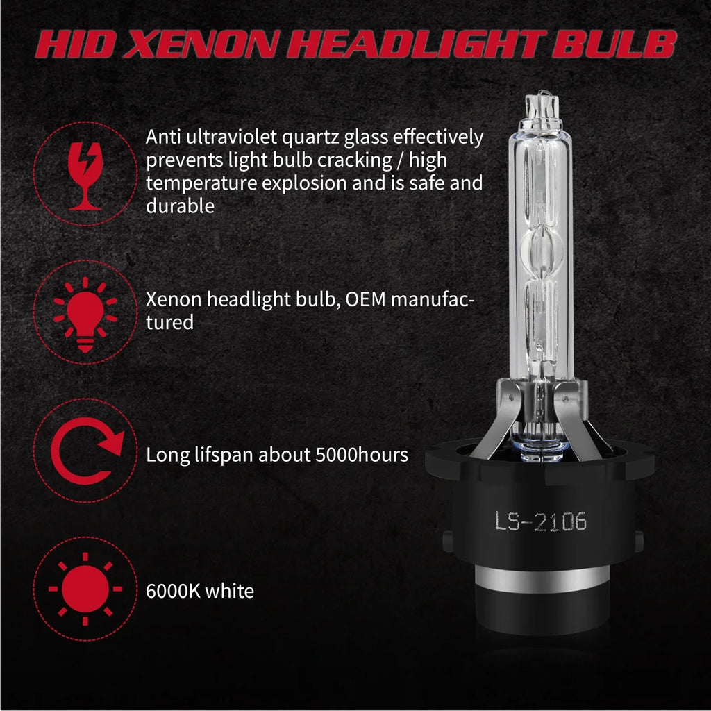 2X D4S 6000K White Hid Headlight Low Beam Bulbs for Lexus ES350 2007 2008 2009 2010 2011 2012 2013 2014 2015