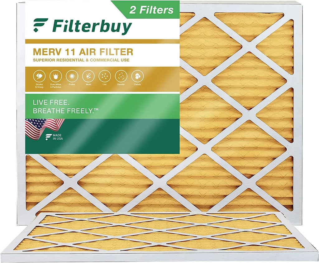Filterbuy 18x21x1 MERV 11 Pleated HVAC AC Furnace Air Filters (2-Pack)