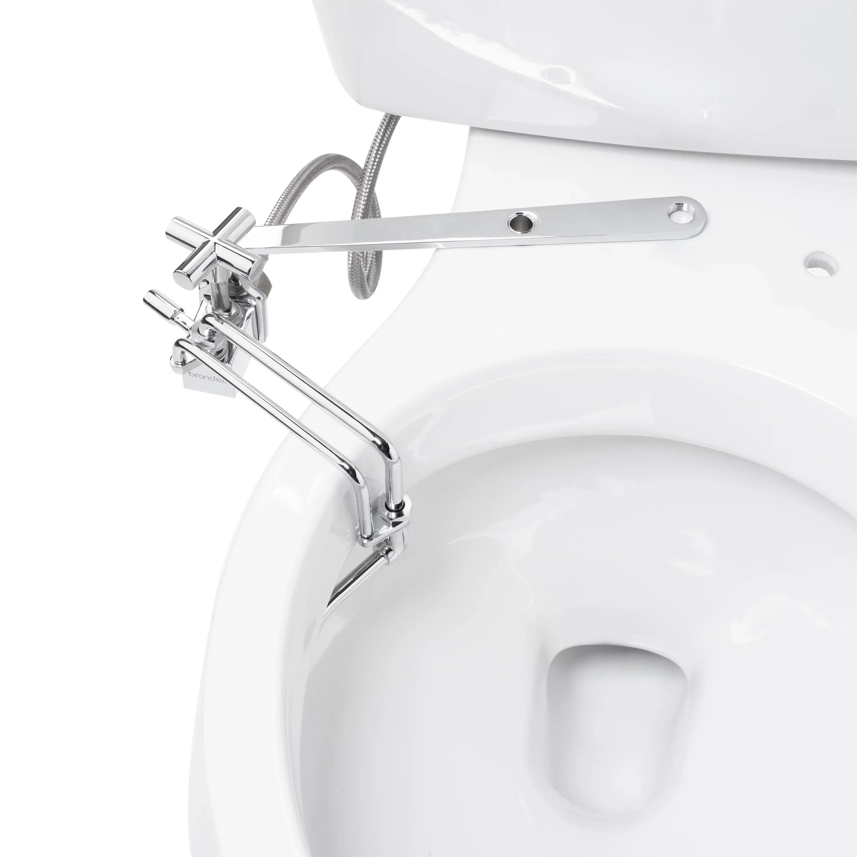 Brondell Side-Mounted All Metal Attachable Bidet with Adjustable Spray Wand, Ambient Temperature in Silver