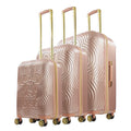 Disney Minnie Mouse 3 Piece Rolling Luggage Set, Molded Hardshell Suitcase with Wheels, 21, 25 and 29 Inch, Rose Gold