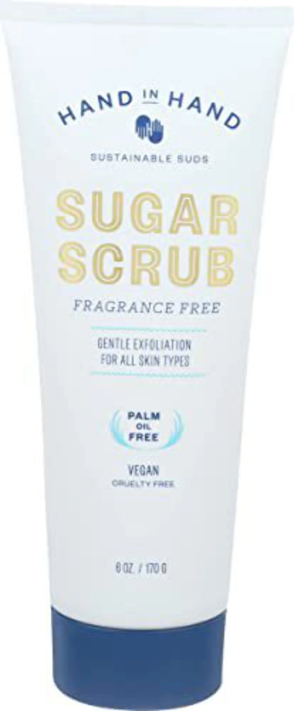 Hand in Hand Sugar Scrub, Gentle Exfoliation For All Skin Types, 6 Ounce, Frangrance Free, Single