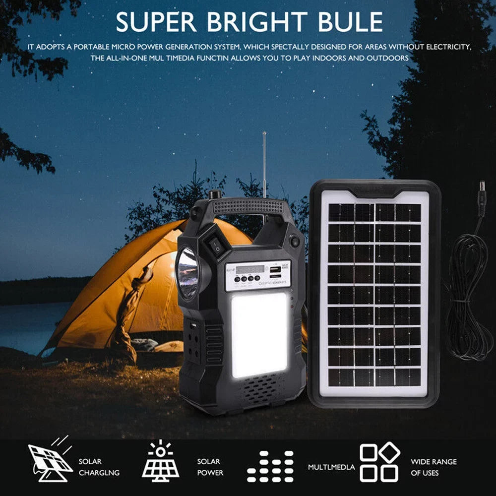 DFITO Portable Solar Powered Station, Rechargeable Solar Generator, Dual Way To Charge, Solar Panel Power Bank with 3 LED Bulbs Flashlight for Hiking Camping Emergency