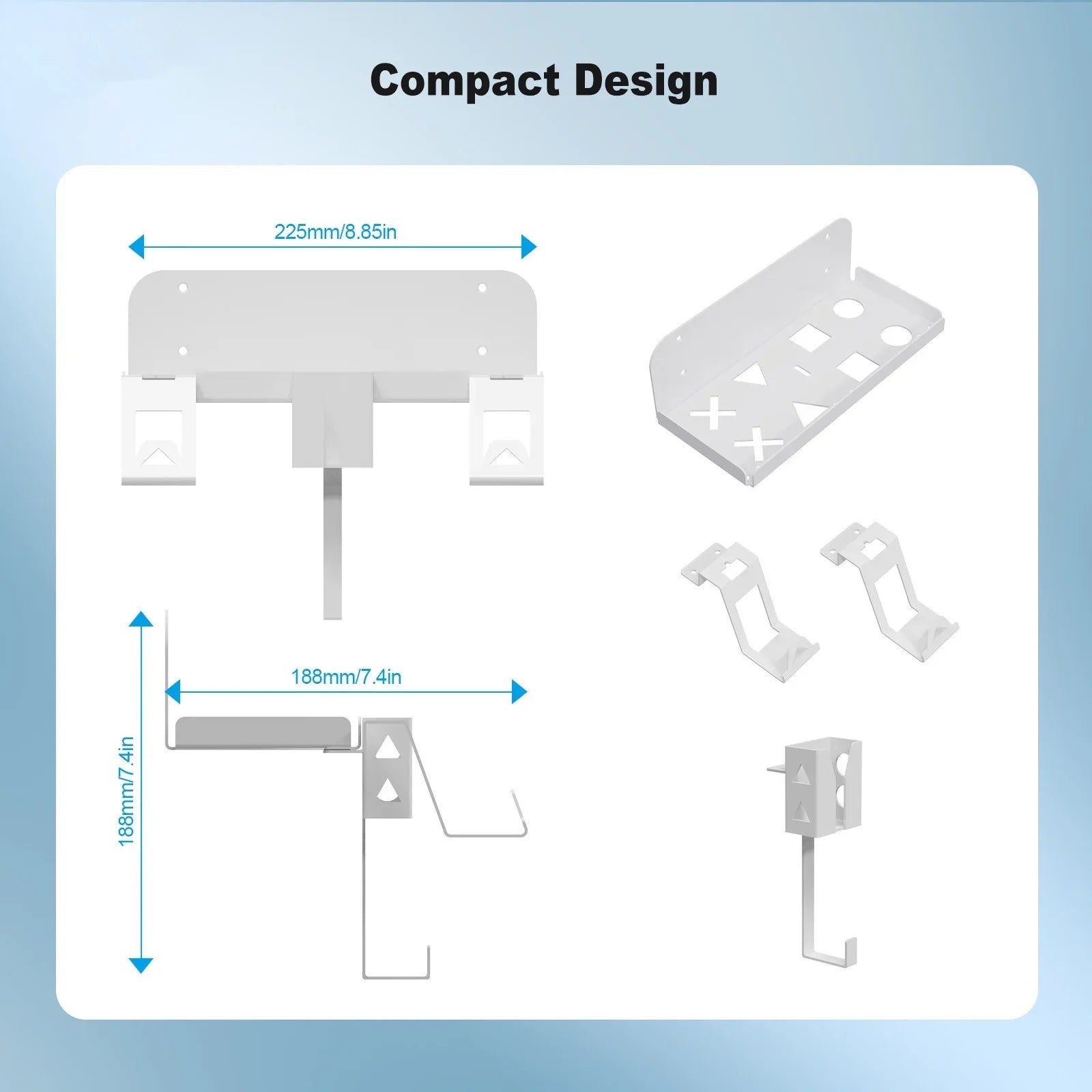 Strong Iron Wall Mount Bracket Set for PS5 Slim Space-Saving, Secure, and Convenient Storage with Dual Charging Cable