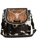 Myra Bag Women's Spirit Of The Herd Hand Tooled Crossbody Black One Size