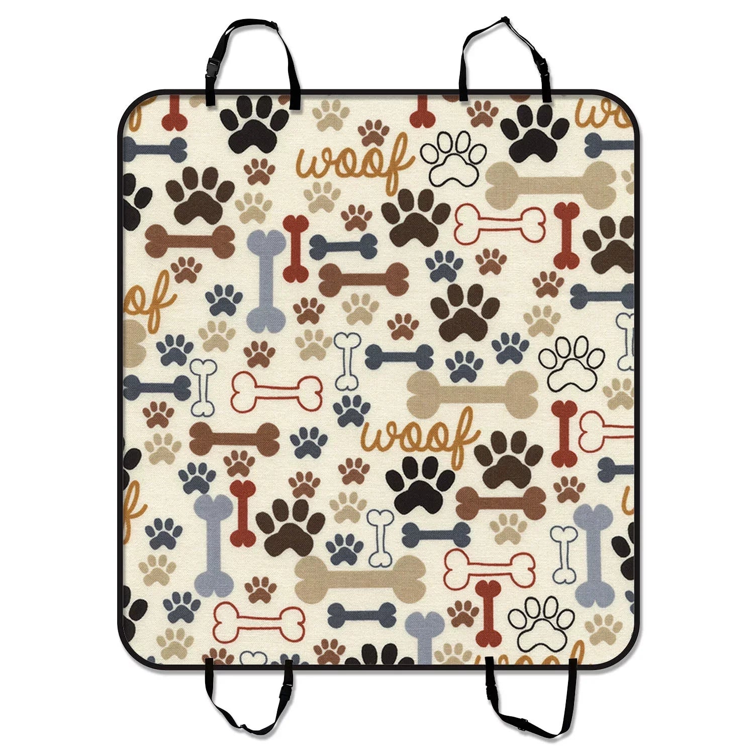 GCKG Dog Paws and Bones Pet Car Seat Shield Dog Car Seat Mat Hammock Cargo Mat Trunk Mat For Cars Trucks and SUV 54x60 inches