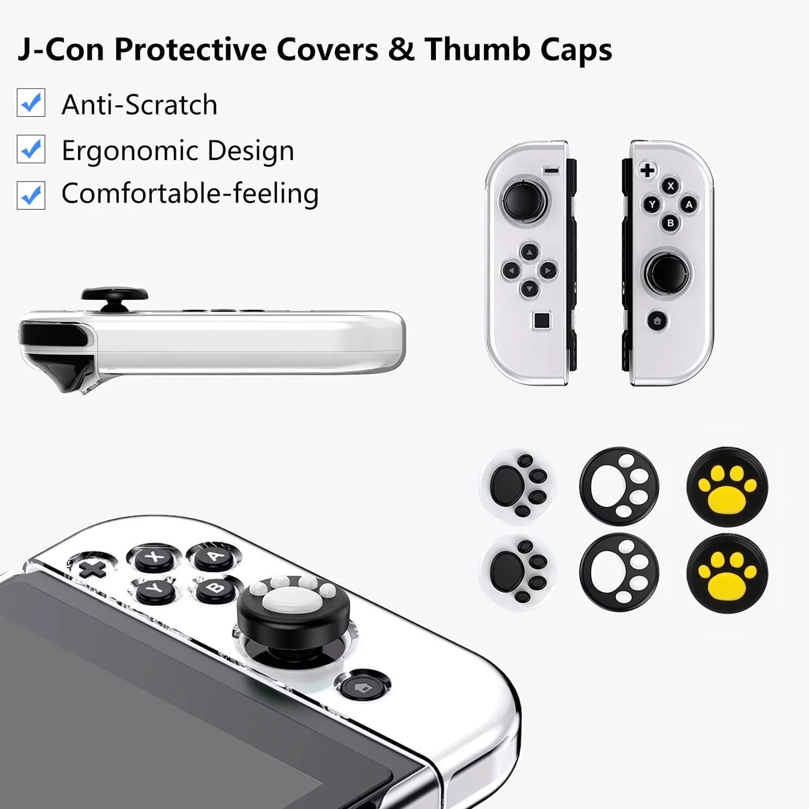 16-in-1 Accessories Kit Fit for Nintendo Switch OLED, EEEkit Accessories Bundle with Carrying Case, Protective Wrap Case, Tempered Glass Screen Protector, Thumb Grips, and More, Black