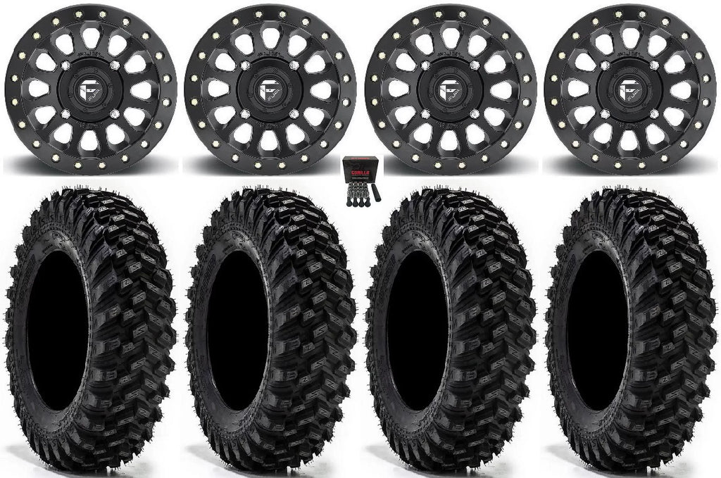 Fuel Vector Beadlock 14" Wheels Bk 32" Warrior XT Tires Sportsman RZR Ranger