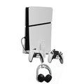 Strong Iron Wall Mount Bracket Set for PS5 Slim Space-Saving, Secure, and Convenient Storage with Dual Charging Cable