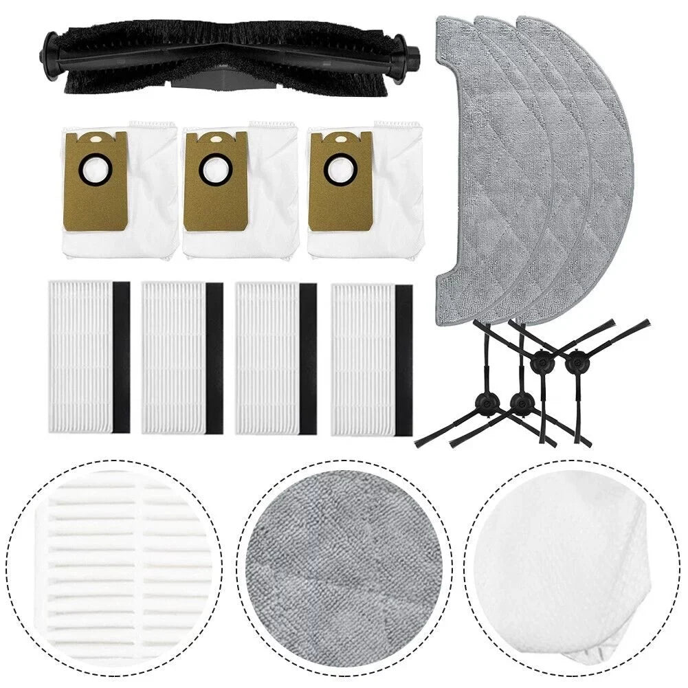 For AIRROBO T10+Robot Vacuum Cleaner Mop Pads Dust Bags Brush Grade Parts