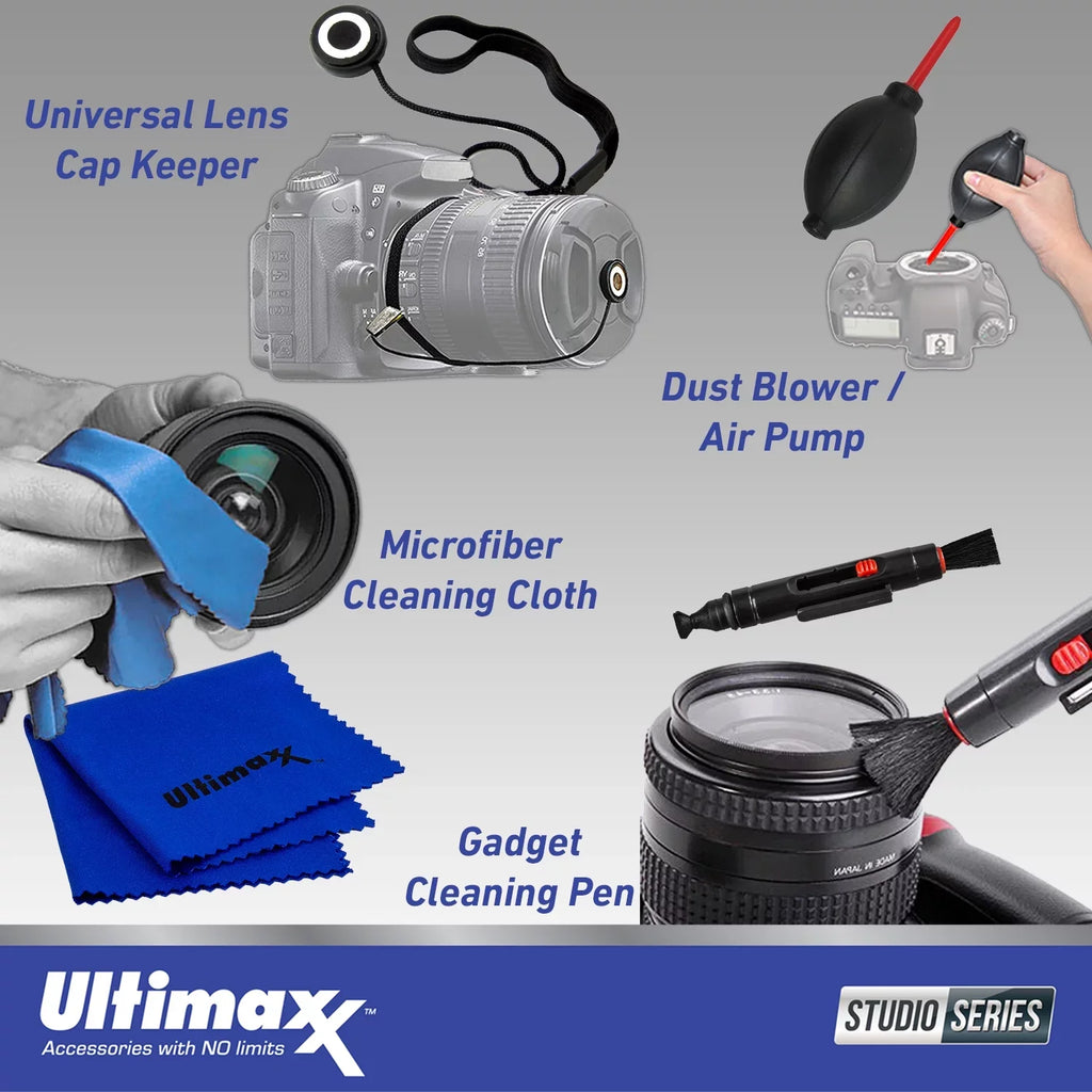 Ultimaxx Essential Bundle + Olympus M.Zuiko Digital ED 12-45mm f/4 PRO Lens (White Box) + Manufacturer Accessories, 3PC Multi-Coated UV Filter Kit & More (16pc Bundle)