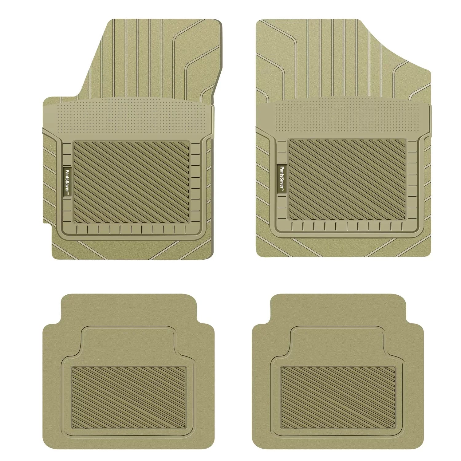 PantsSaver Custom Fit Car Floor Mats for Dodge Grand Caravan 2018, 4 pc, All Condition Protection for vehicles, Heavy Duty Environment Impervious Plastic,Tan