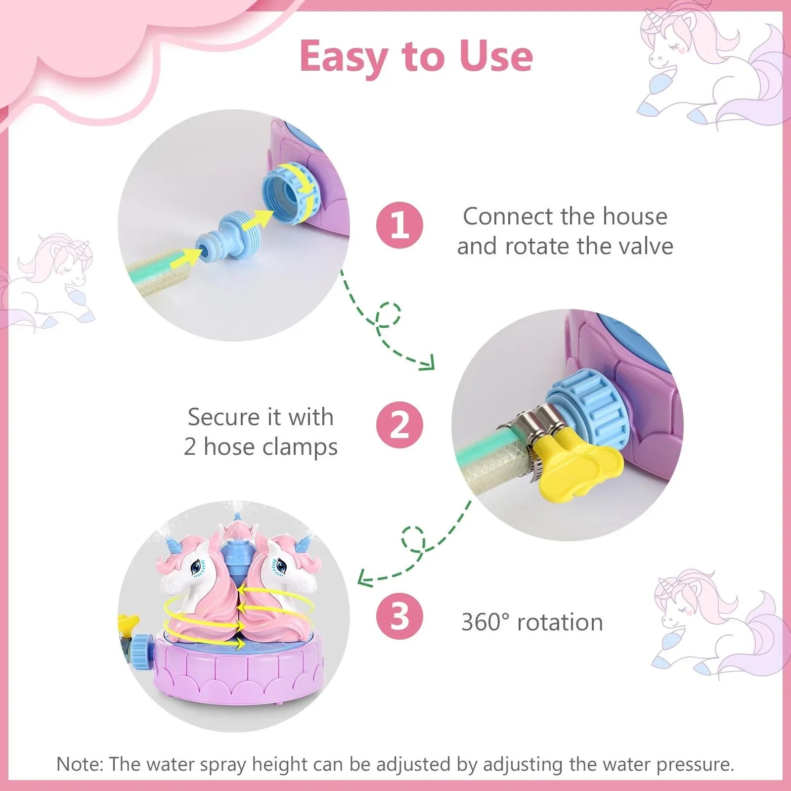 MoKo Unicorn Sprinkler for Kids Outdoor Play, Spray Water Toys for Summer Lawn Garden Activities