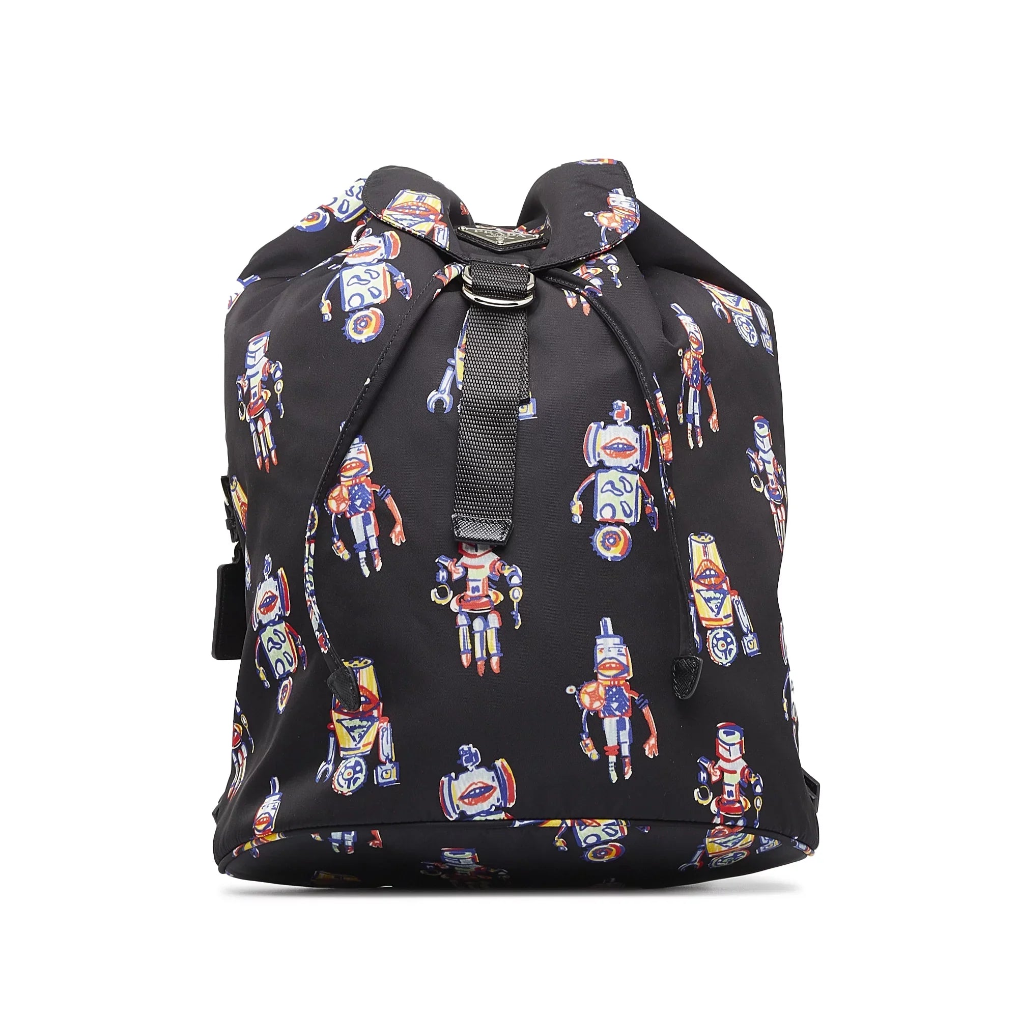 Pre-Owned Authenticated Prada Tessuto Robot Backpack Nylon Fabric Black Unisex (New with Defects)