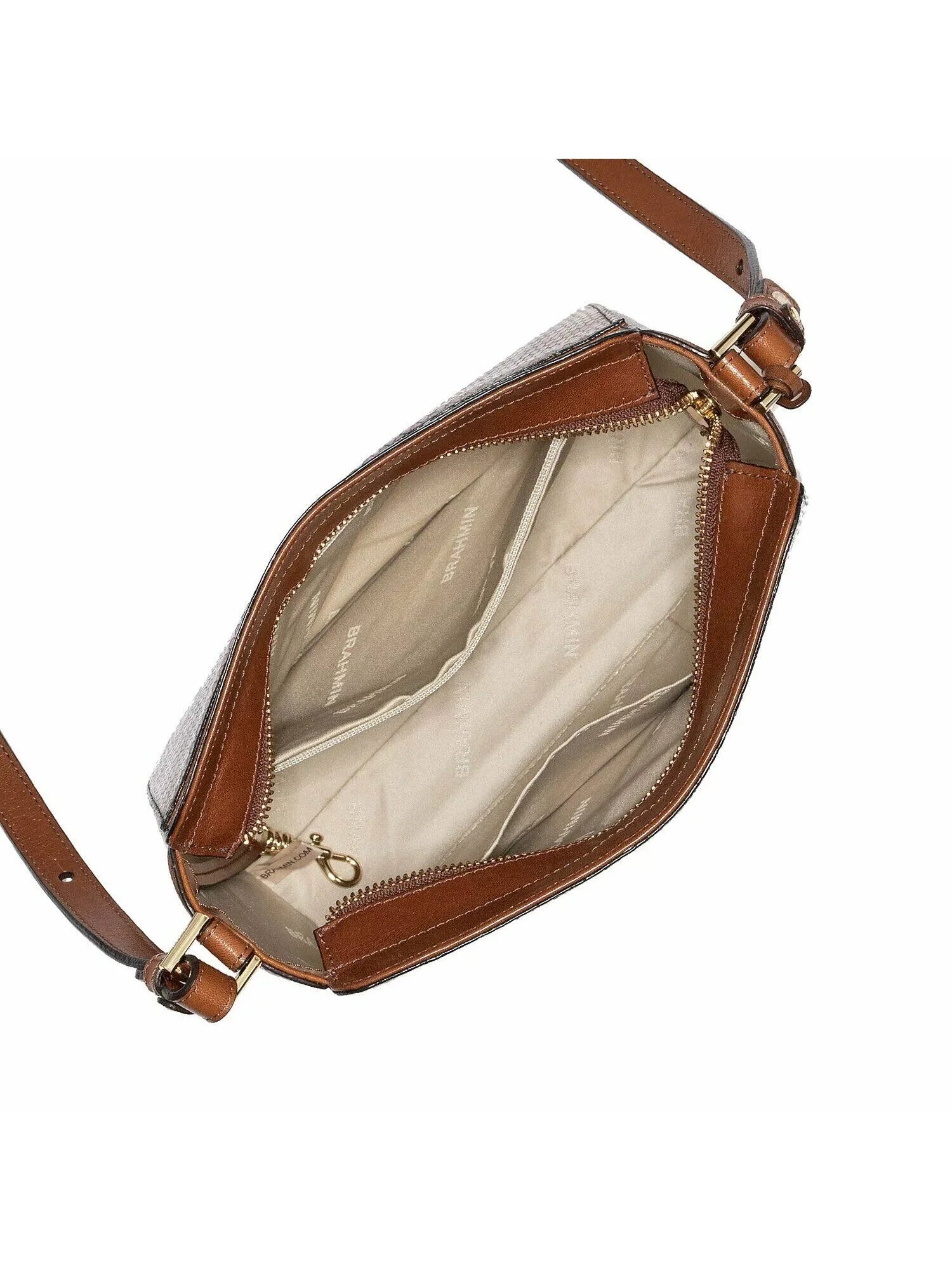 Brahmin Brown Carrie Crossbody Snake Print Leather Crossbody Handbag Purse