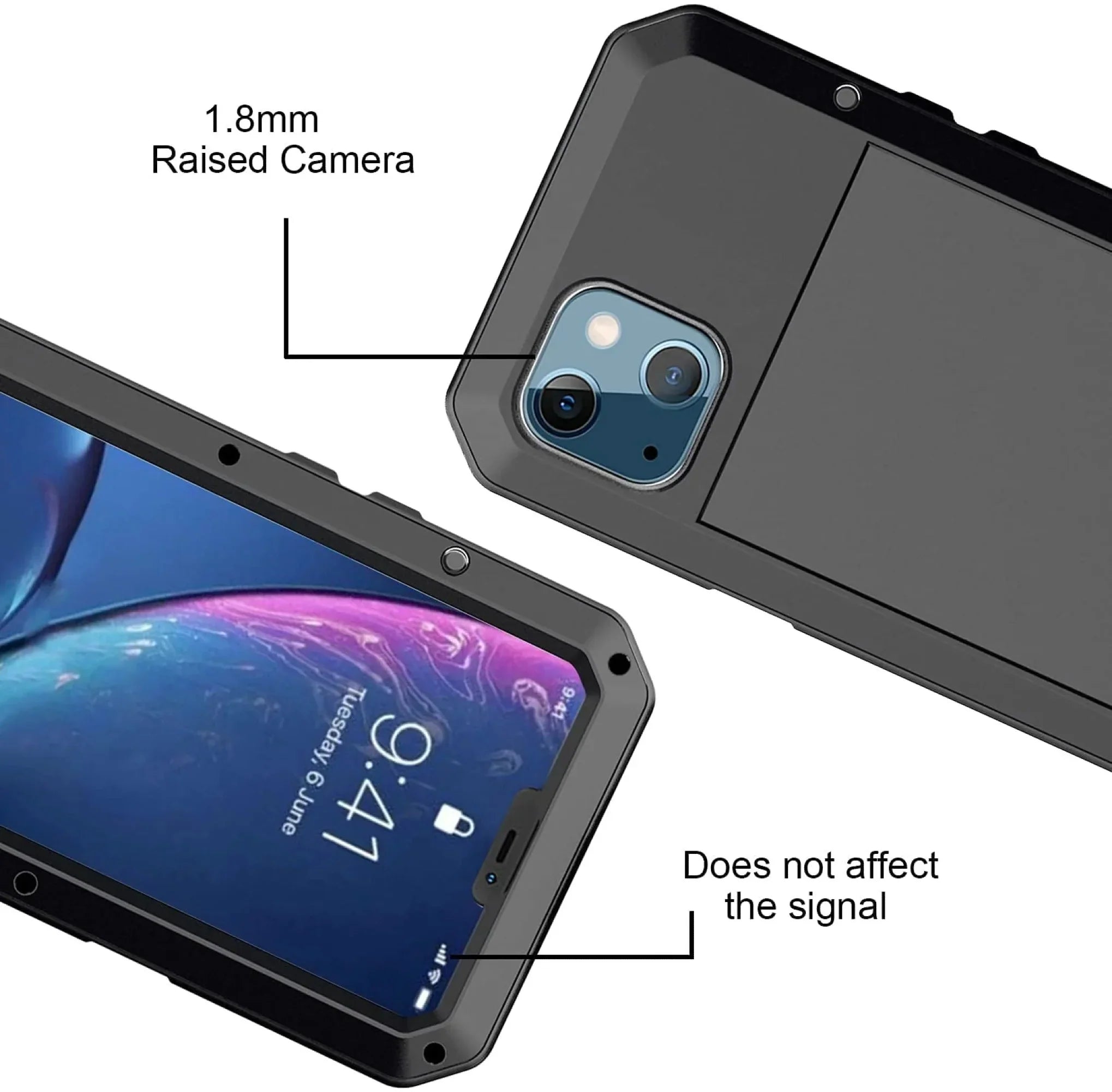 Gorilla Glass Aluminum Metal iPhone 14 Pro Max Case (Silver) Heavy Duty Military Grade Shockproof and Scratch Strong Protection, Rugged Outdoor Travel