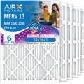 24x36x1 Air Filter MERV 13 Comparable to MPR 1500 - 2200 & FPR 9 Electrostatic Pleated Air Conditioner Filter 6 Pack HVAC AC Premium USA Made 24x36x1 Furnace Filters by AIRX FILTERS WICKED CLEAN AIR.